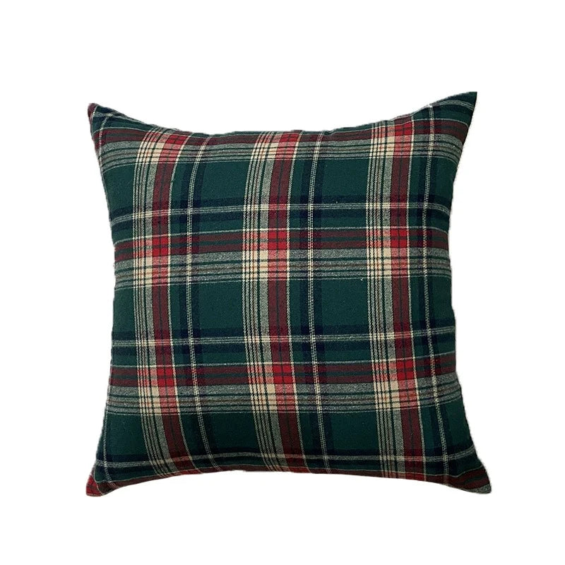 Cuscino natalizio scozzese rosso verde