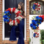 Ghirlanda floreale artificiale unisex nan patriottica con grappoli misti di peonia e ortensia
