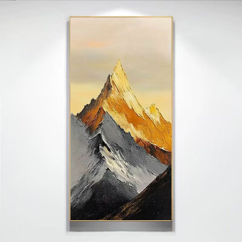 Pittura a olio di paesaggio montano