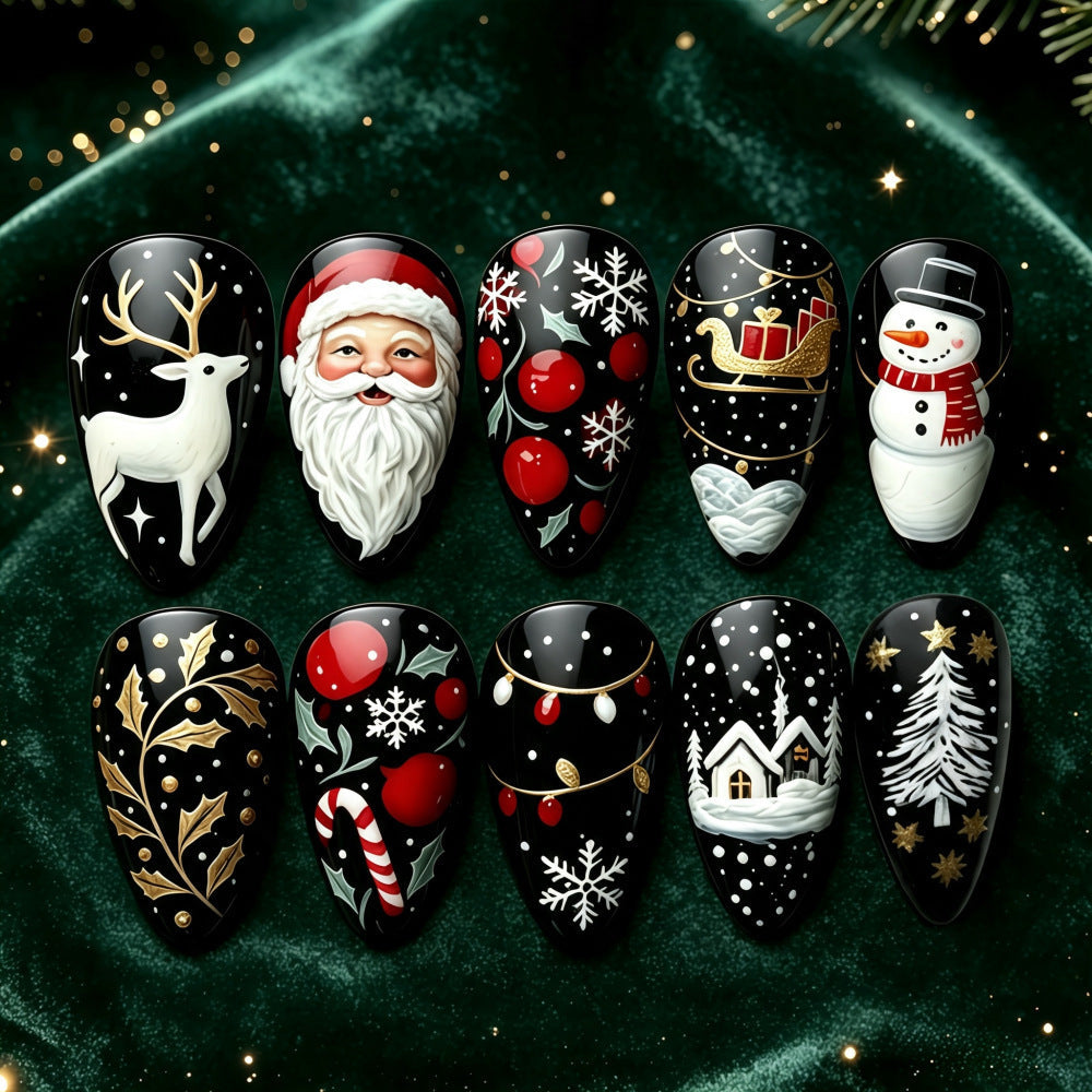Set per unghie artificiali festive con motivi natalizi
