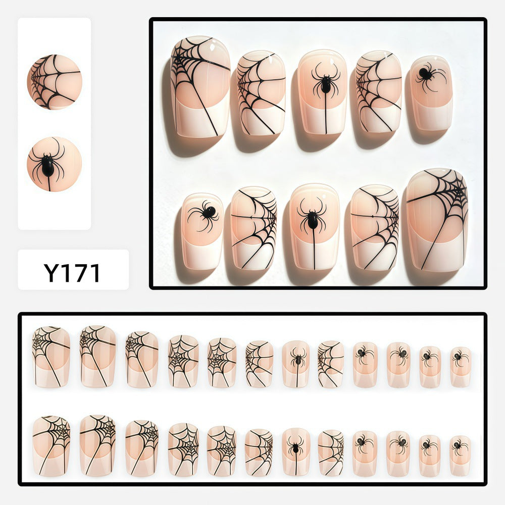 Set per unghie artificiali di Halloween con design a ragnatela