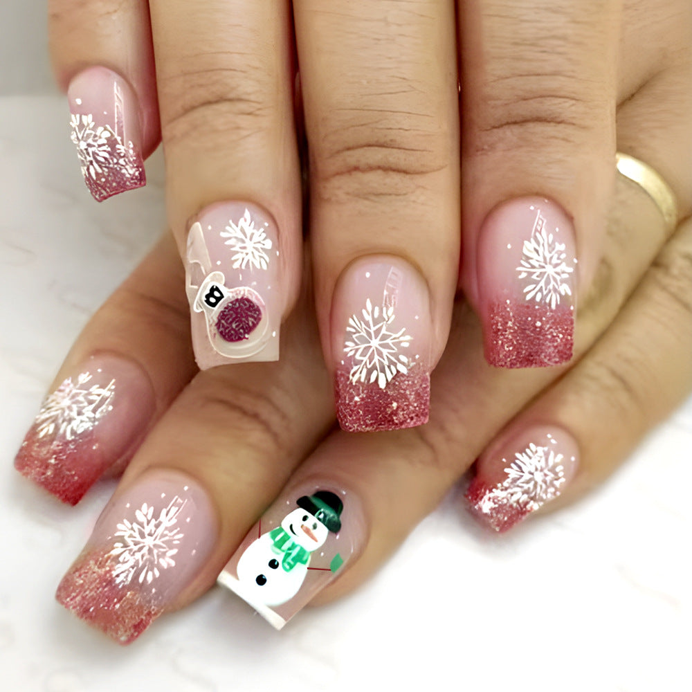 Nail art press-on artistica a tema invernale