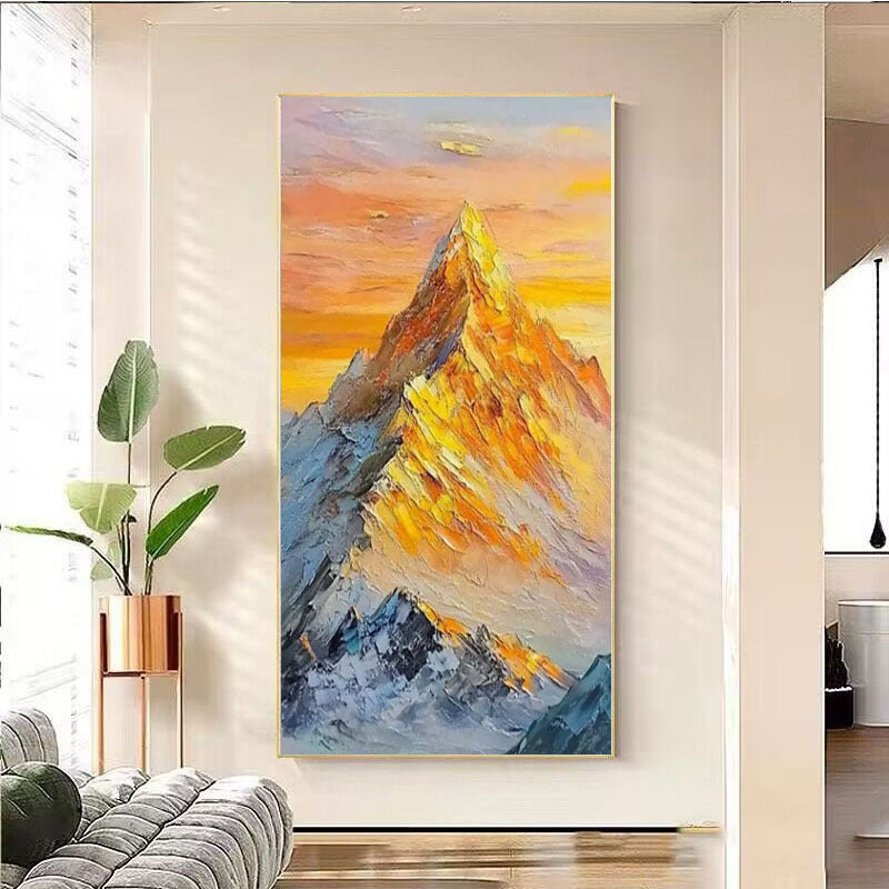 Pittura a olio di paesaggio montano