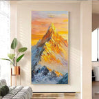 Pittura a olio di paesaggio montano