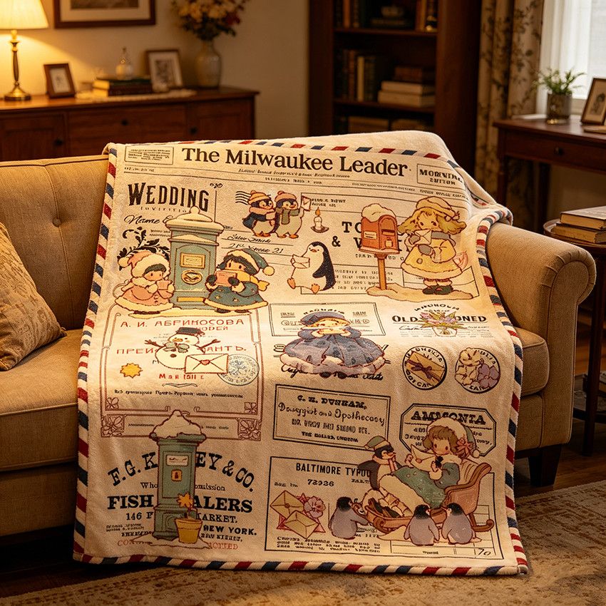 Accogliente coperta in pile a tema vintage