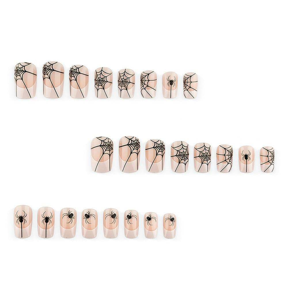 Set per unghie artificiali di Halloween con design a ragnatela