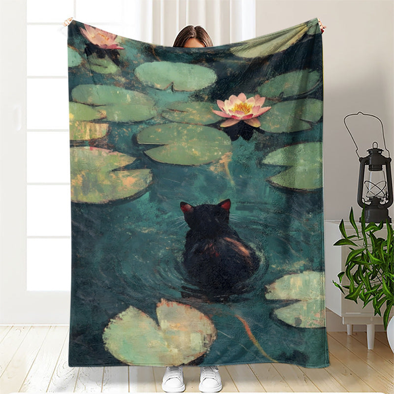Coperta in pile artistica a tema gatto