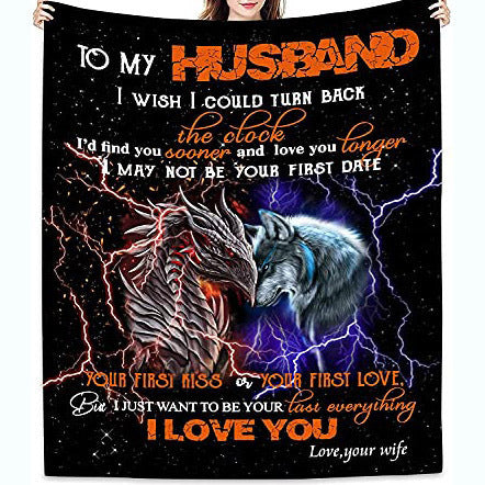 Coperta sentimentale in pile con grafica di un leone e un cucciolo e un messaggio sincero per papà