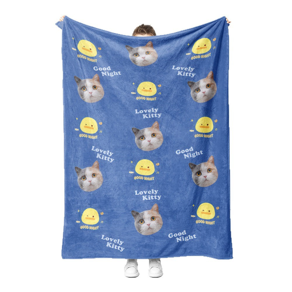 Coperta in pile con motivo simpatico gatto