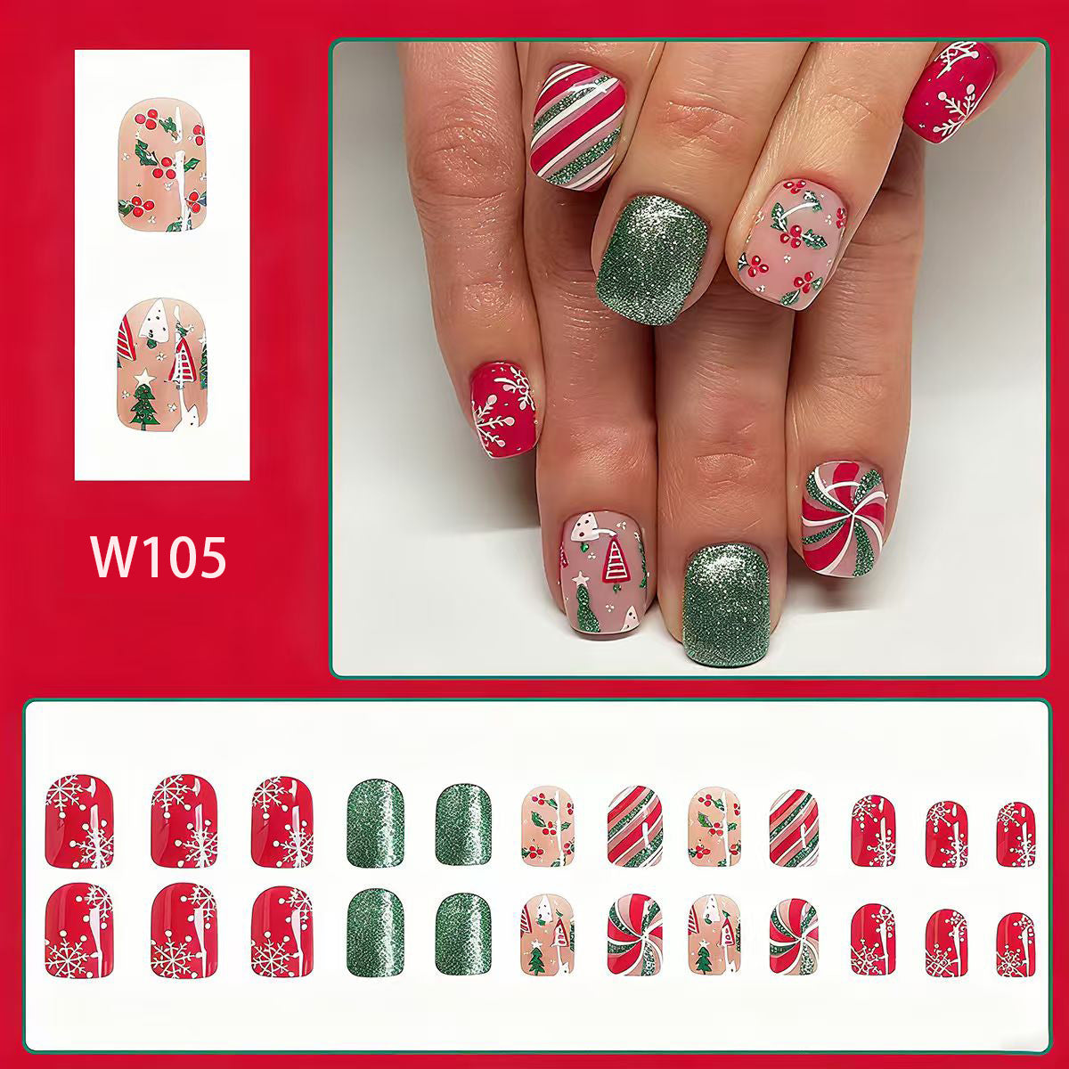Nail art festosa con motivi invernali