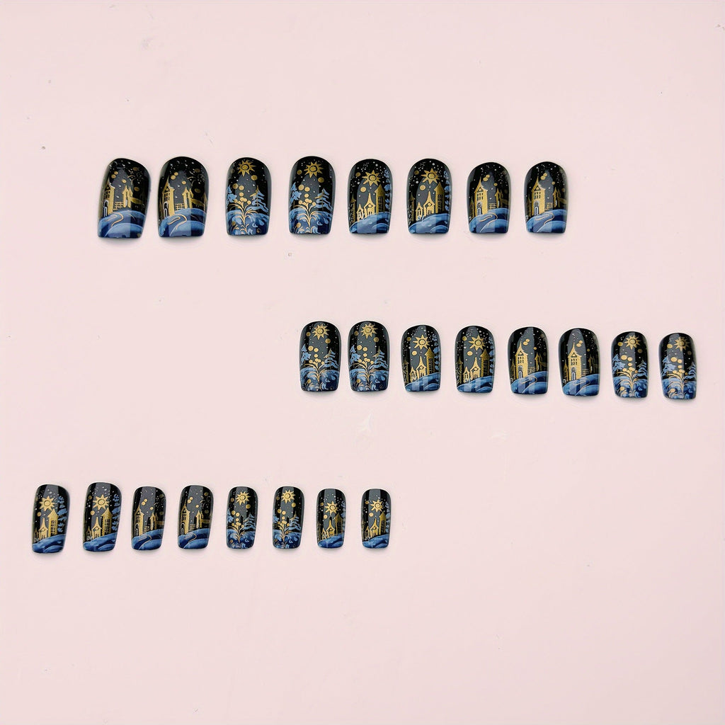 Nail art con scena invernale festosa