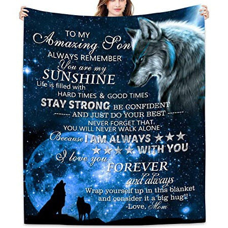 Coperta sentimentale in pile con grafica di un leone e un cucciolo e un messaggio sincero per papà