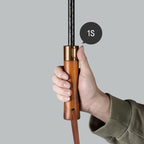Ombrello pieghevole automatico da donna elegante con manico ergonomico in legno