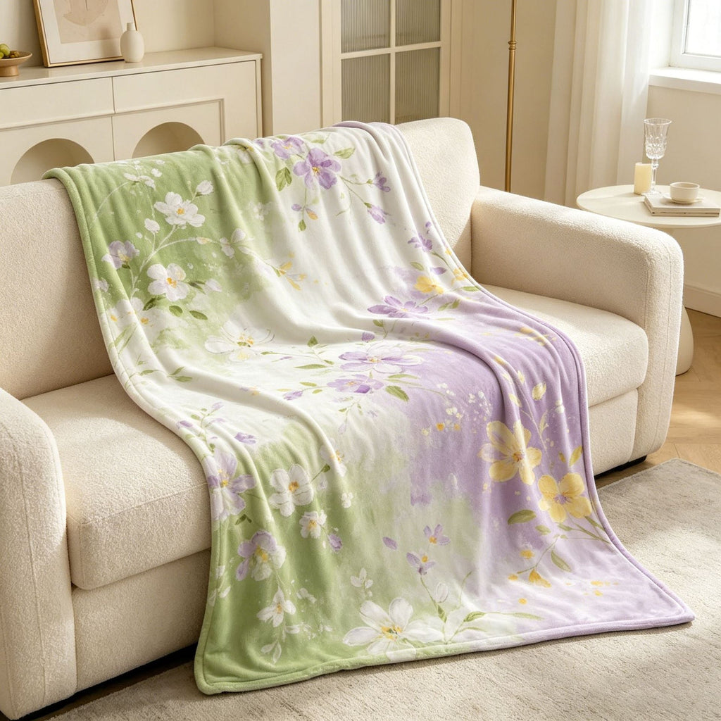 Coperta in pile con motivo floreale