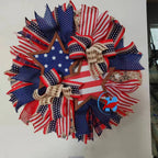 Ghirlanda unisex per porta nan more patriottica con design a stella, realizzata in legno e nastri di iuta