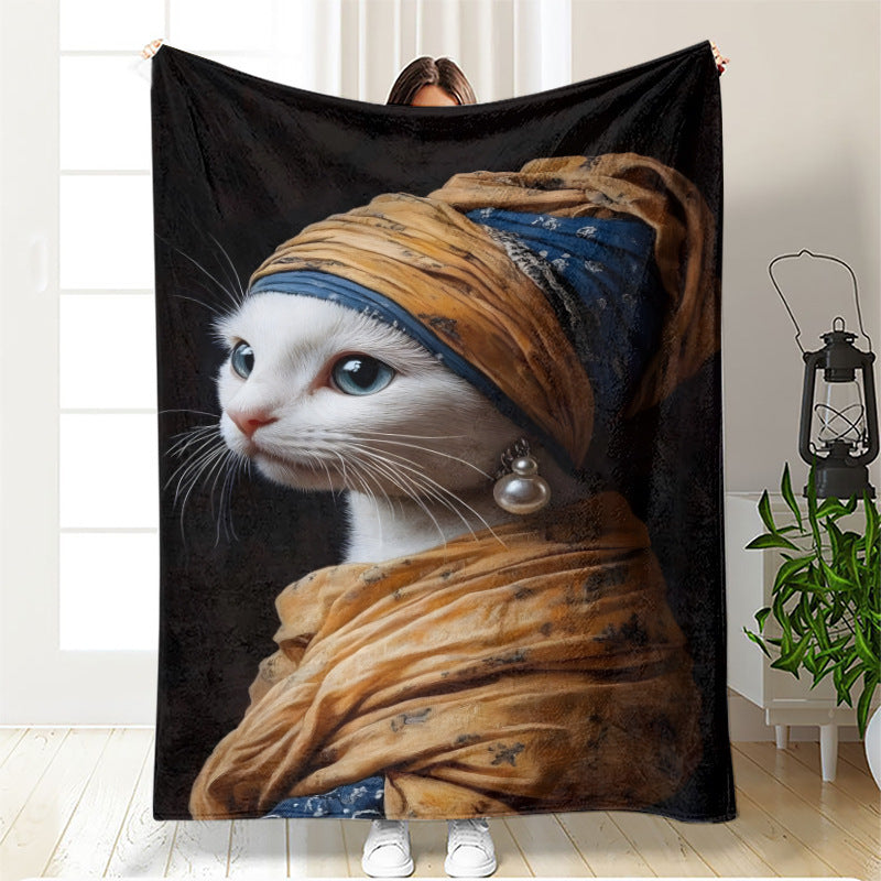 Coperta in pile artistica a tema gatto