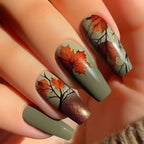 Nail art press-on a tema foglie autunnali