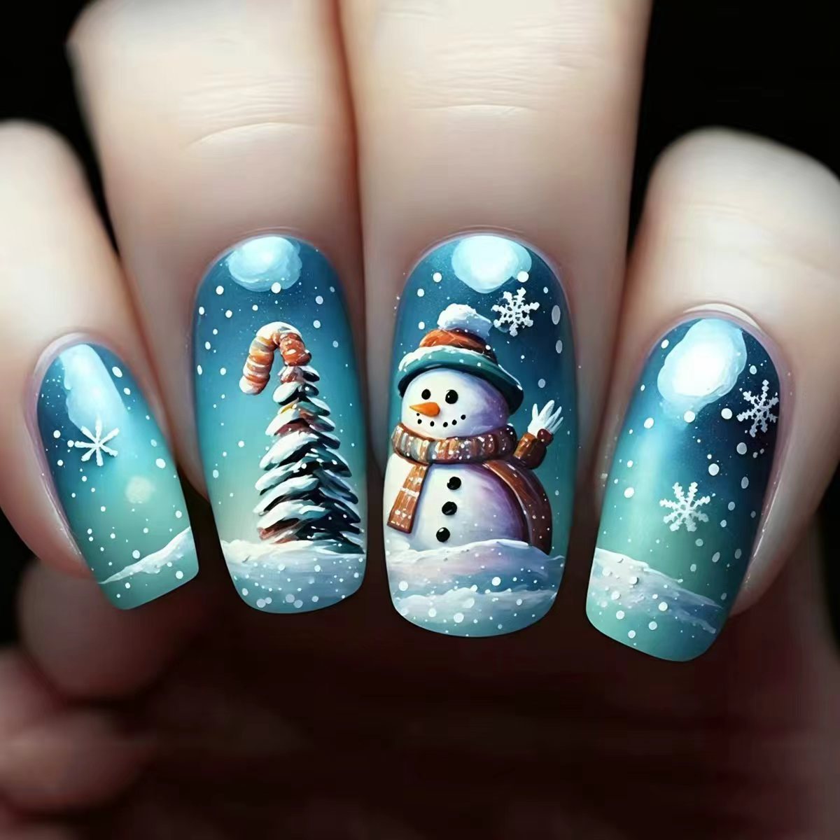 Nail art a tema Winter Wonderland