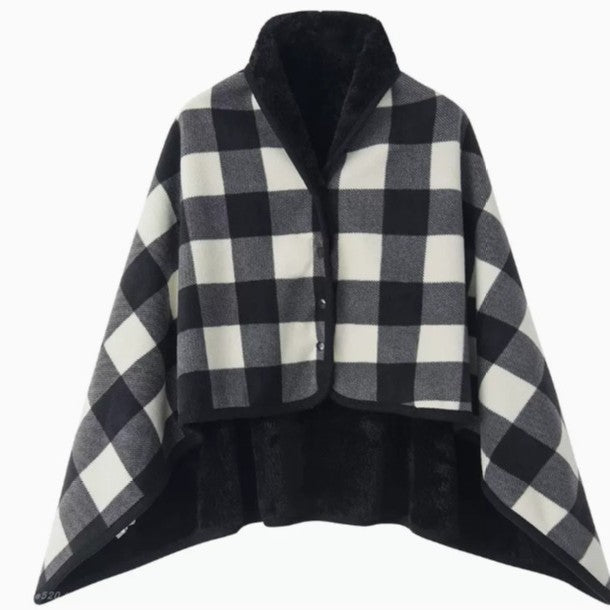 Coperta poncho in pile da donna elegante e confortevole