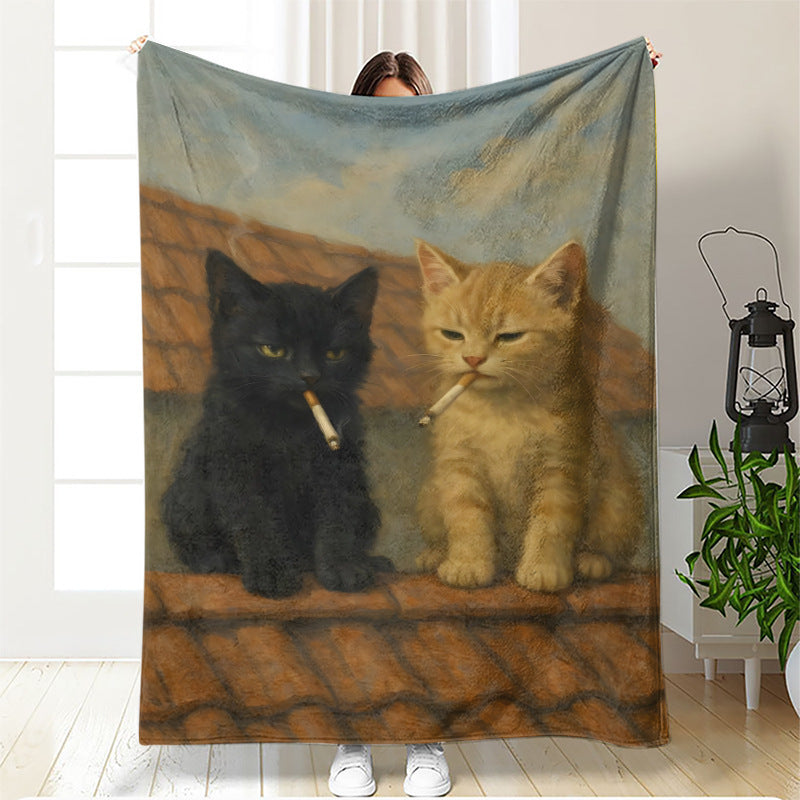 Coperta in pile artistica a tema gatto
