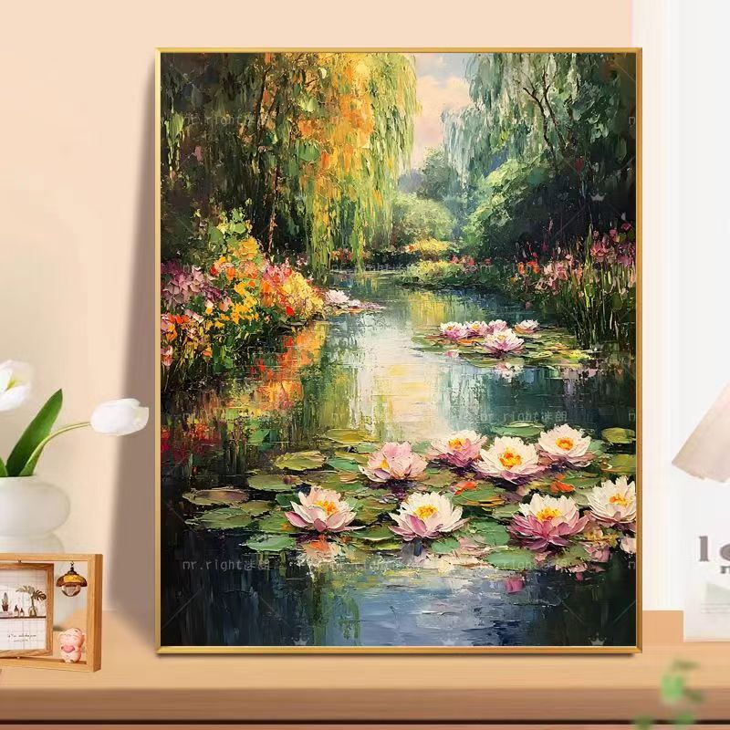 Arte della parete della pittura a olio del paesaggio floreale