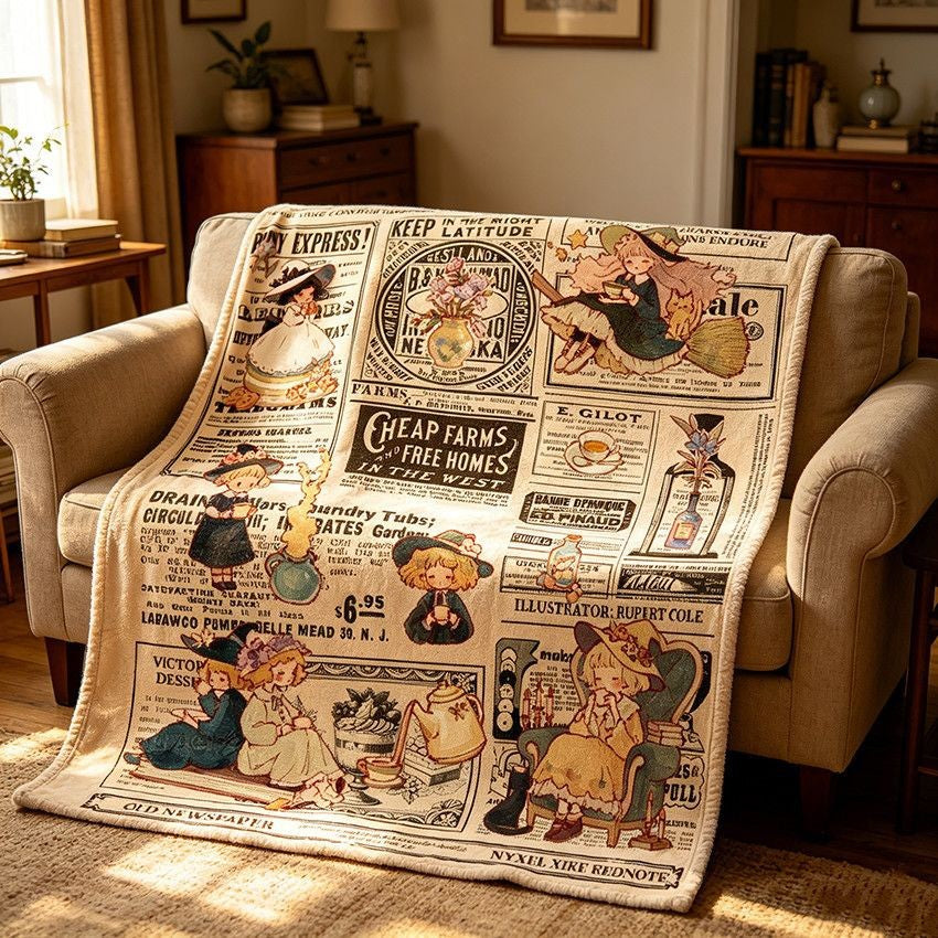 Accogliente coperta in pile a tema vintage