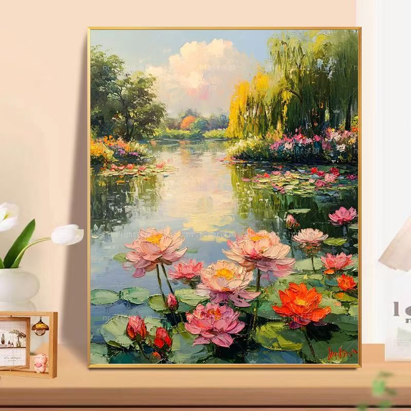 Arte della parete della pittura a olio del paesaggio floreale