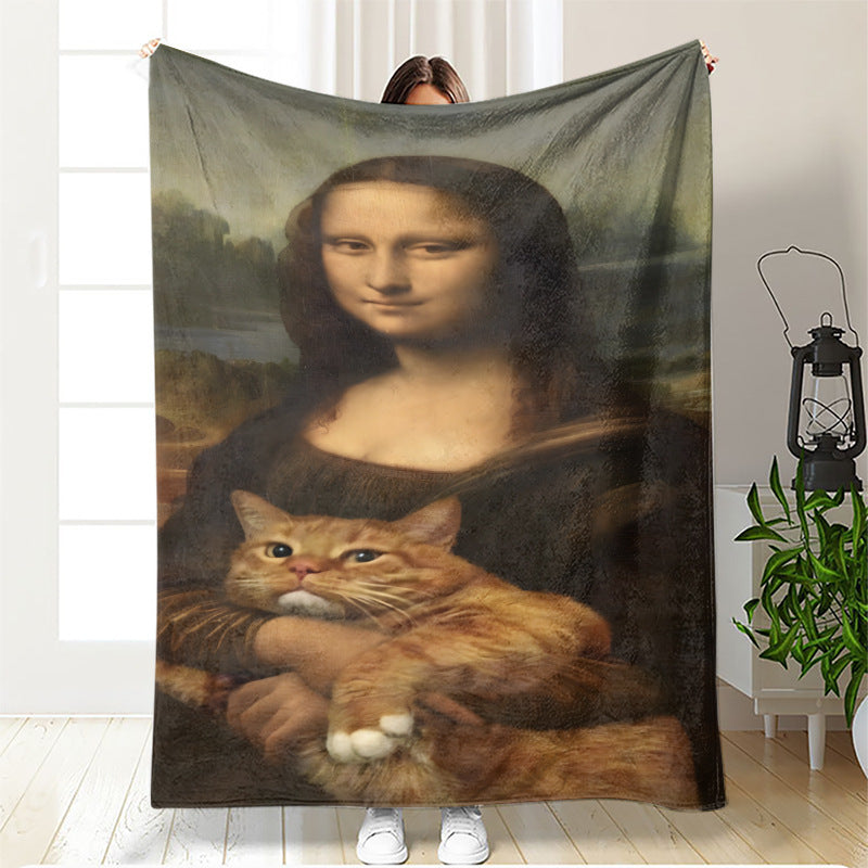 Coperta in pile artistica a tema gatto