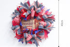 Ghirlanda unisex in tessuto americano patriottico e porta in legno con fiocchi in nastro
