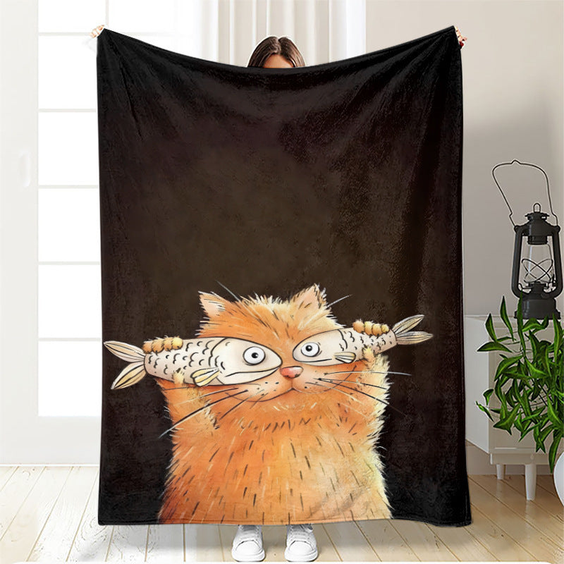 Coperta in pile artistica a tema gatto