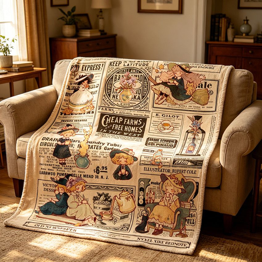 Accogliente coperta in pile a tema vintage