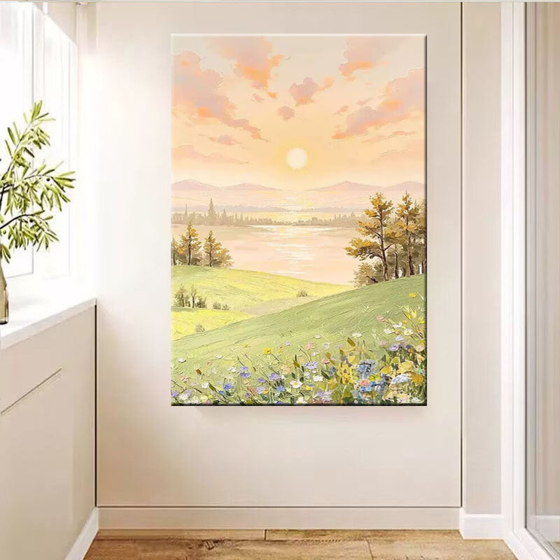 Pittura a olio di paesaggio incorniciata