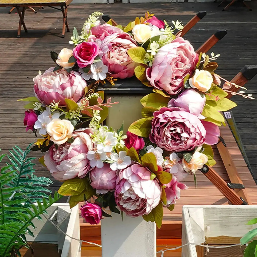 Ghirlanda artificiale - AutumnBloom - Outdoor e peonie - Accogliente decorazione autunnale
