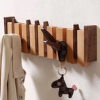 Appendiabiti da parete in legno con design a pianoforte, fatto a mano in colore naturale