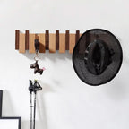 Appendiabiti da parete in legno con design a pianoforte, fatto a mano in colore naturale