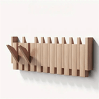 Appendiabiti da parete in legno con design a pianoforte, fatto a mano in colore naturale