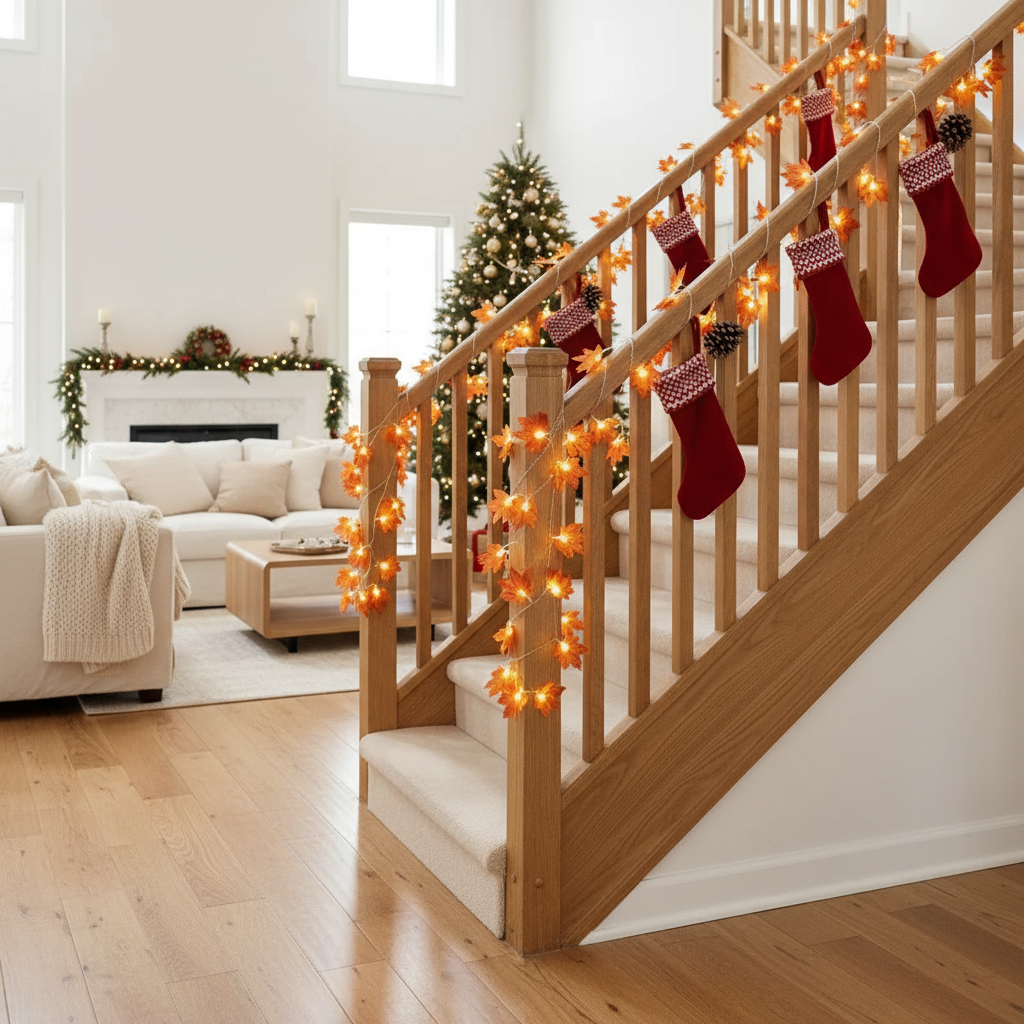 Luci a stringa LED foglia d'acero | Decorazione autunnale