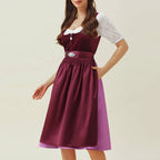Abito Dirndl tradizionale | Velluto viola con grembiule decorato