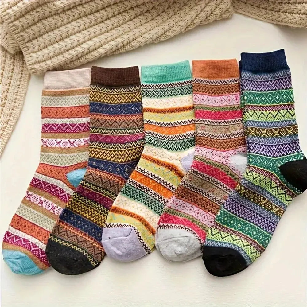 Woolina | Set calzini di lana da donna | 5 paia | Extra spesso e caldo | Autunno e inverno