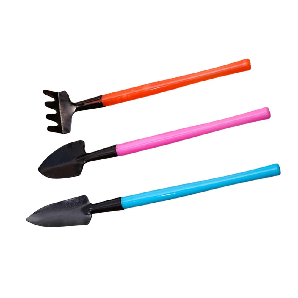 Set mini attrezzi da giardino Florinita da 3 pezzi | Cazzuola, rastrello e pala | Per piante d'appartamento e bonsai | Lunghezza 22 cm