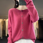 Cardigan ampio in pura lana 100% - Maglione girocollo autunno/inverno da donna