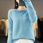 Cardigan ampio in pura lana 100% - Maglione girocollo autunno/inverno da donna