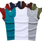 Canotta in cotone traspirante da uomo | collo tagliato, vestibilità casual, gilet in maglia estiva solido