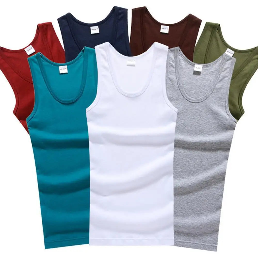Canotta in cotone traspirante da uomo | collo tagliato, vestibilità casual, gilet in maglia estiva solido