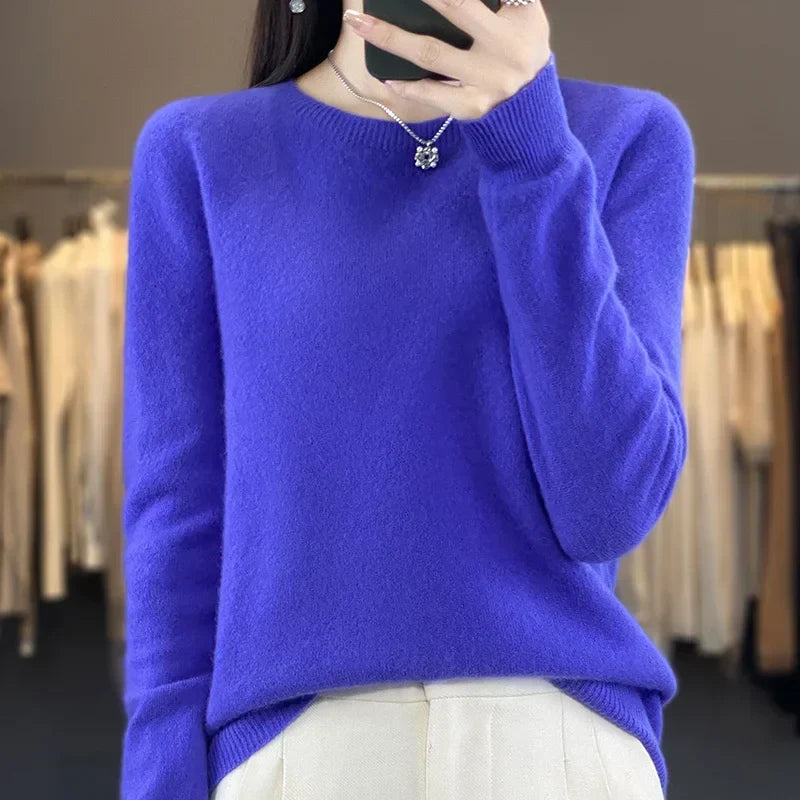 Adriana: Maglia da Donna 100% Lana Merino con scollo a O