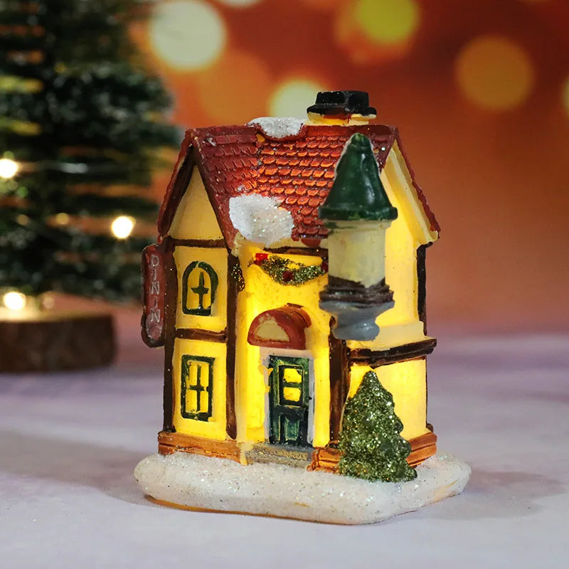 Decorazione natalizia a LED con batteria | Casa decorativa illuminata per un'atmosfera festosa