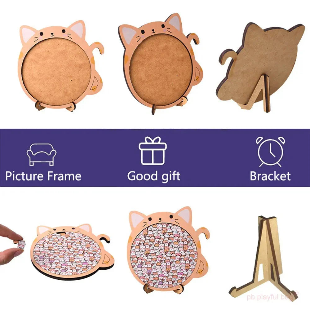 Puzzle artistico in legno Cat Craze in legno