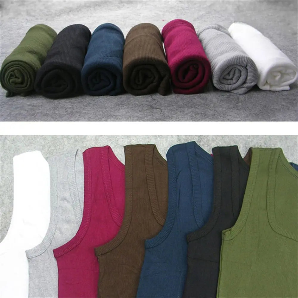 Canotta in cotone traspirante da uomo | collo tagliato, vestibilità casual, gilet in maglia estiva solido