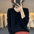 Maglione da donna con scollo a V in lana merino Aurelle, essenziale per tutti i giorni