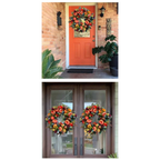 Fascino Autumna Ghirlanda per porta autunnale | Zucca e rattan | 40cm| Decorazione fatta a mano per l'autunno e il Ringraziamento